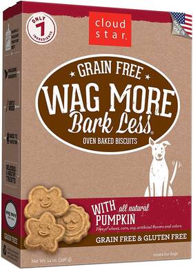 Corporation 445011933962 Wag More Bark Less Crunchy Grain Free Dog Treats Pumpkin 14 Oz. Box