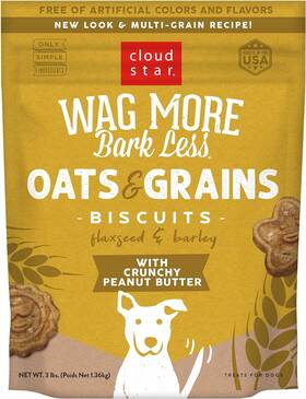 72502 Corporation Wag More Bark Less Oats And Grains Crunchy Dog Treats Peanut Butter 3 Lbs. Pouch