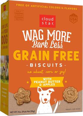 78500 Corporation Wag More Bark Less Crunchy Grain Free Dog Treats Peanut Butter And Apples 14 Oz