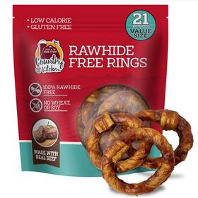 Country Kitchen 810179210069 Rawhide-free Dog Chews With Real Beef - 21 Count Rings For Healthy Dogs
