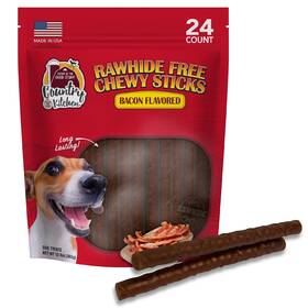 Country Kitchen 816703019818 Rawhide Free Chewy Stick Dog Treats Bacon Flavor 24 Count