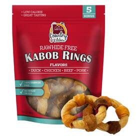 Country Kitchen 816703019900 Rawhide Free Kabob Rings 4 Flavor Protein Variety Dog Chews Made With Real C