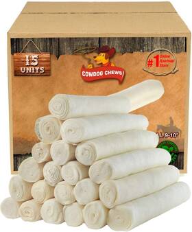 Cowdog Chews 705353148453 Retriever Roll 9-10 Inch 15 Pack All Natural Rawhide Dog Treat Bo