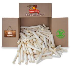 Cowdog Chews 810013320046 Retriever Roll 9-10 Inch All Natural Rawhide Product 80 Pack Cowdog Chews 810013320046 Retriever Roll 9-10 Inch All Natural Rawhide Product 80 Pack