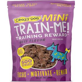Crazy Dog 012104893105 Train-me Mini Training Reward Treats Beef Flavor Bite-sized 10oz