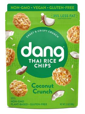 14168853 Dang Sticky Rice Chips Coconut Crunch 4 Pack 3.5 Ounce Of Brown