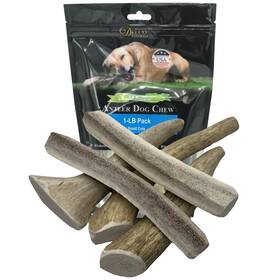 Deluxe Naturals 850006651085 1-lb Small Mixed Whole And Split Elk Antler Dog Chews 5 7 In Natural Long-