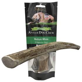 Ewm1p Deluxe Naturals 1-pack Medium Whole Elk Antler Dog Chews 5.5 To 8 In Long Lasting Natural