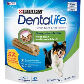 Dentalife 017800185950 Made In Usa Facilities Small/medium Dog Dental Chews Daily - 47 Treats