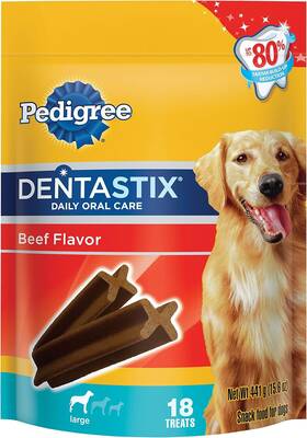 10113521 Dentastix Pedigree Beef Flavor Large Treats For Dogs - 15.6 Oz. 18 Count
