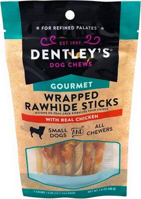 Dentleys 313030125118 Gourmet Wrapped Rawhide Sticks Chicken Flavor