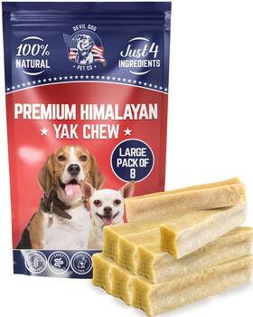 Yak-l-8p Devil Dog Pet Co . Himalayan Yak Cheese Chews Large - 8 Pack 100 Natural Healthy Lacto