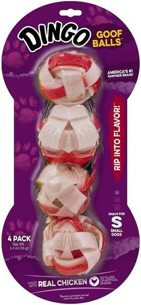30050-parent Dingo Goofballs Chicken And Raw Hide Chew 4-count