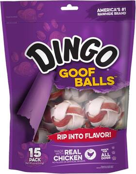Dingo 445034129151 Goof Balls 15 Count Rawhide Chews For Small Dogs Made With Real Chicken