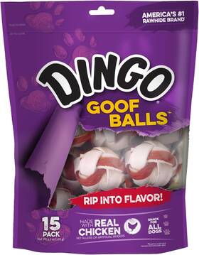 95015 Dingo Goofballs Chicken And Rawhide Chews For Dogs 15 Count