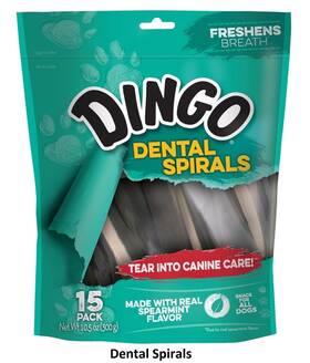 Dn-99108 Dingo Tartar And Breath Dental Spirals For All Dogs 15 Count