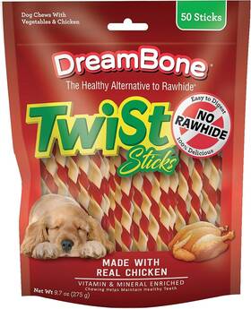 Drnbn100-1 Dingo Dreambone Chicken Twist Sticks Chews For Dogs 100ct No Rawhide Easy-to-digest