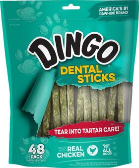 P-45020kh Dingo Dental Sticks 48 Count Natural Chewing Action For Clean Teeth