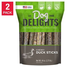 4000331702 Dog Delights Chewy Duck Sticks 44oz 2-pack All-natural Treats