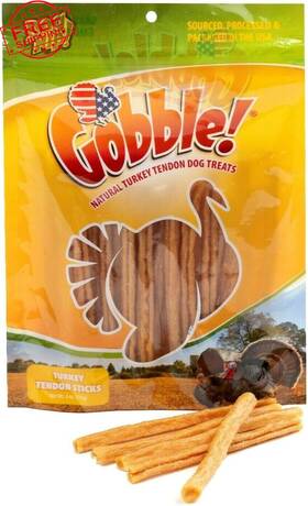 Dog Nip 744110515558 Gobble 6-inch Turkey Tendon Sticks For Dogs Made In Usa 6 Oz. 170g Reseal V