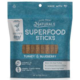 Dtn295204 Dog Treat Naturals Superfood Sticks - Turkey And Blueberry 10oz All-natural