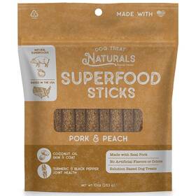 Dtn404149 Dog Treat Naturals Superfood Sticks - Pork And Peach 10oz All-natural Pet Treats