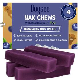 Dogsee 906115988092 Blueberry Flavor Himalayan Yak Cheese Dental Chews For Dogs - Large 4 Dog