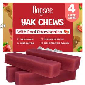 Dogsee Dc L Str 1lb Himalayan Yak Cheese Dog Chews With Strawberry 3.88 Ounce Pack Of 4