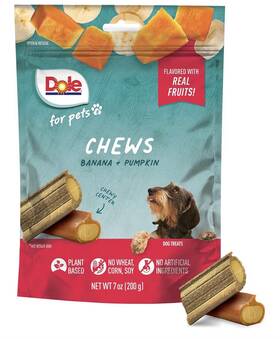Dole 742797066806 For Pets Freshly Fetched Dog Chews Banana Pumpkin 7 Oz