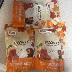 Dole 742797101545 Lot 3x Fall Plant-based Autumn Apple Crunchy Dog Biscuits Treats 7-oz Bag