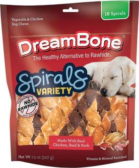 Dream Bone 892383003439 Variety Spirals 32 Ct Sealed No Rawhide