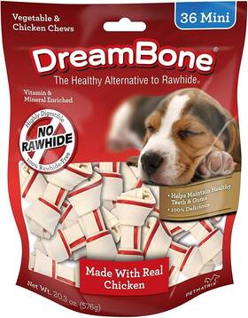 Dreambone 313044893843 Pack Of 36 Mini Dream Bone Dog Chew Treats With Real Chicken Vegetables Vitamin