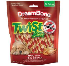 Dreambone 785614605246 Twist Sticks Made With Real Chicken Rawhide-free Chews For Dogs 50