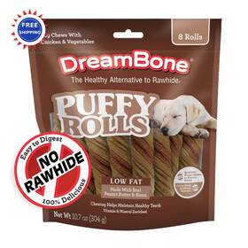 Dreambone 840364800171 Chews Rolls For Dogs 8 Count Puffy Treat Easy-to-digest Rawhide-free