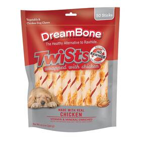 Dreambone 892383005945 Twist Sticks Chews Wrapped W Real Chicken For Dogs 50-pc Rawhide-free