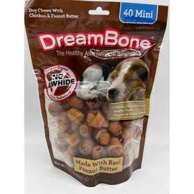 Dbpb-02371 Dreambone Peanut Butter Flavored Rawhide-free Dog Chews Mini 22.5 Oz 40 Count