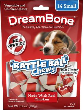 Dbpt-02391-10 Dreambone Rattleball Small Chews 14 Count Rawhide-free For Dogs With Real Chick