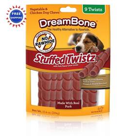 Dbst-02457-10 Dreambone Dog Chews Pork Stuffed Twist Treats 9 Pack Dbst-02457 Size Natural