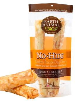 01016 Earth Animal No Hide Large Chicken Flavored Natural Rawhide Free Dog Chews Lo