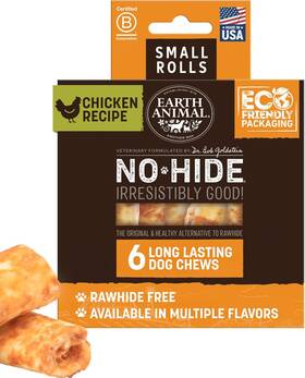 Earth Animal 726084769014 No Hide Chews - Long Lasting Rawhide Free Small Dog Rolls Ch