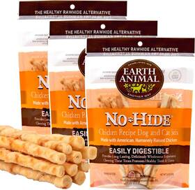Earth Animal 744110080834 No Hide Stix Chicken Flavored Natural Rawhide Free Dog Chews Long L