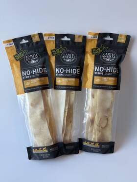 Earth Animal 810049514983 No Hide Strips Rawhide Alternative Peanut Butter Treats- 3 Pack