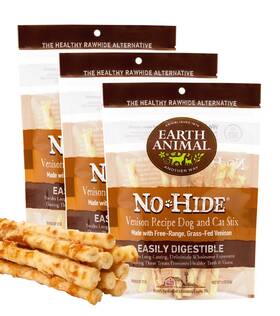 Earth Animal 810132871887 No Hide Stix Venison Flavored Natural Rawhide Free Dog Chews Long