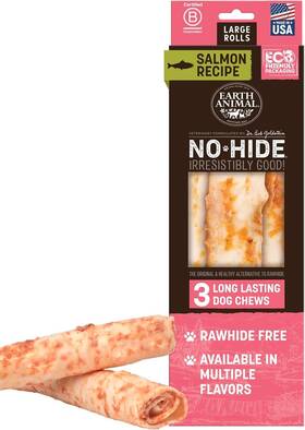 Earth Animal 810132873874 No Hide Salmon Chews Large Dogs 3 Pack Rawhide Free Treats Usa
