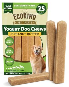 Ecokind Pet Treats 850076197797 Yogurt Dog Chews Peanut Butter With Probiotics For Dig
