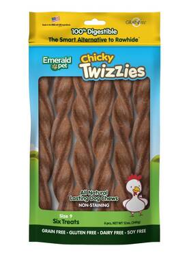 00217 Emerald Pet Twizzies Rawhide Free 100% Digestible Natural Dog Lasting Chew Tr