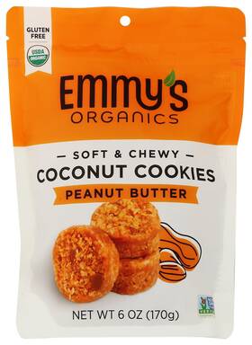 Emmy 850711006187 Emmys Organic Peanut Butter Coconut Cookie Soft And Chewy 6 Oz