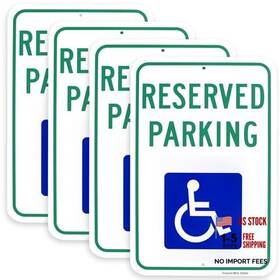 Enjoyist Es-3008a 4 Pack Large Reserved Parking Sign Handicap 18 Inch X 12 .040 Rust