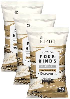 Epic 0732153024922 Bbq Seasoning Pork Rinds Gluten Free 2.5 Ounce Pack Of 3 No Color