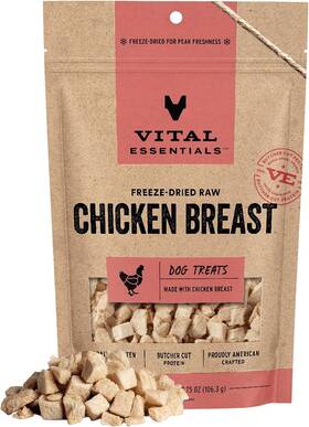 Essentials 840199684199 Vital Freeze Dried Dog Treats Chicken Breast Single Ingredient P